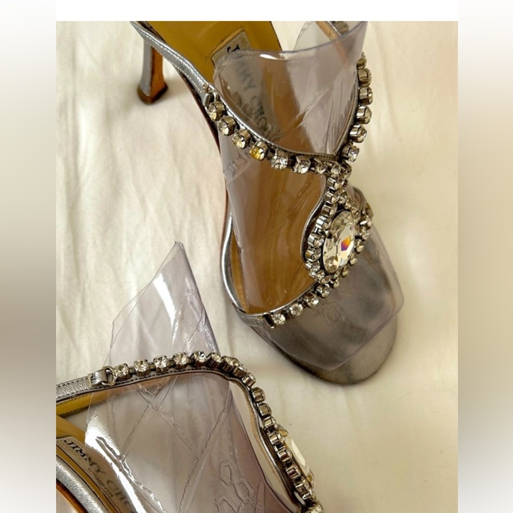 Jimmy Choo Rare Crystal Embellished Slides Sz 37
